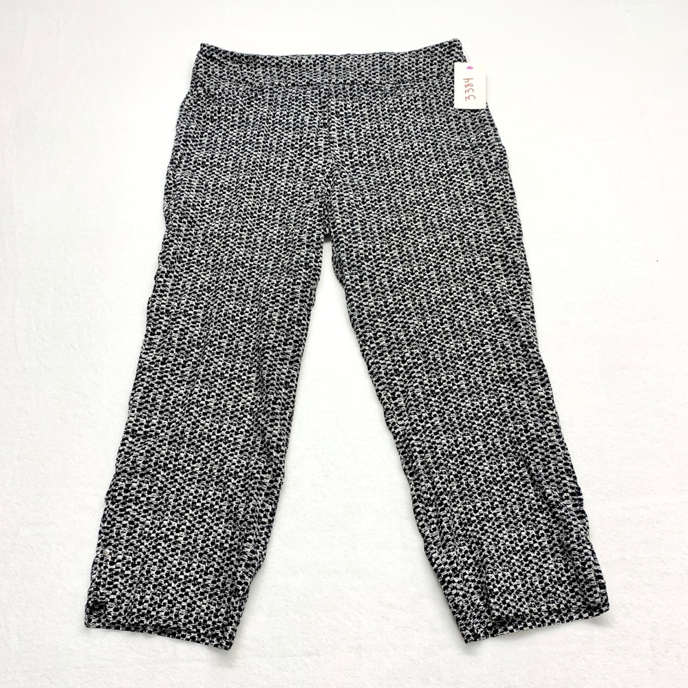 Hilary‎ Radley Geometric Crop Pants Womens Size M Black White Stretch Viscose